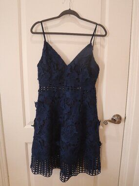 Lovers + Friends Blue Floral Appliqué Cocktail Dress Size M